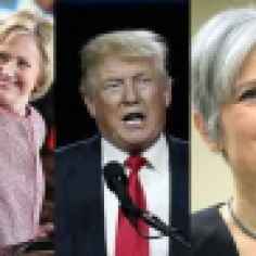 Kandidat capres dalam pemilu presiden AS 2016 dari kiri ke kanan: Darrell Castle (Partai Konstitusi), Hillary Clinton (Demokrat), Donald Trump (Republikan), Jill Stein (Green), dan Gary Johnson (Libertarian)
